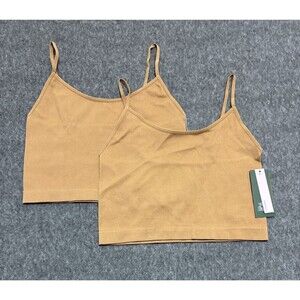 2 Pairs Wild Fable Seamless Ribbed Crop Tank Top Medium Brown